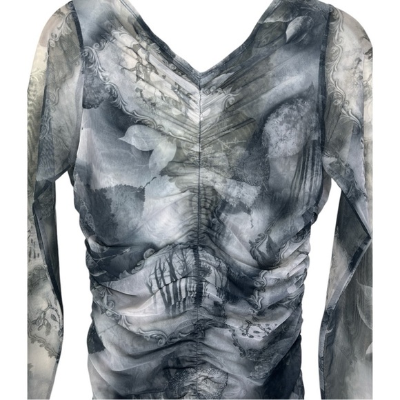 Reformation Ash Grey Mesh Midi Bodycon Dress Small NWT - Picture 3 of 15